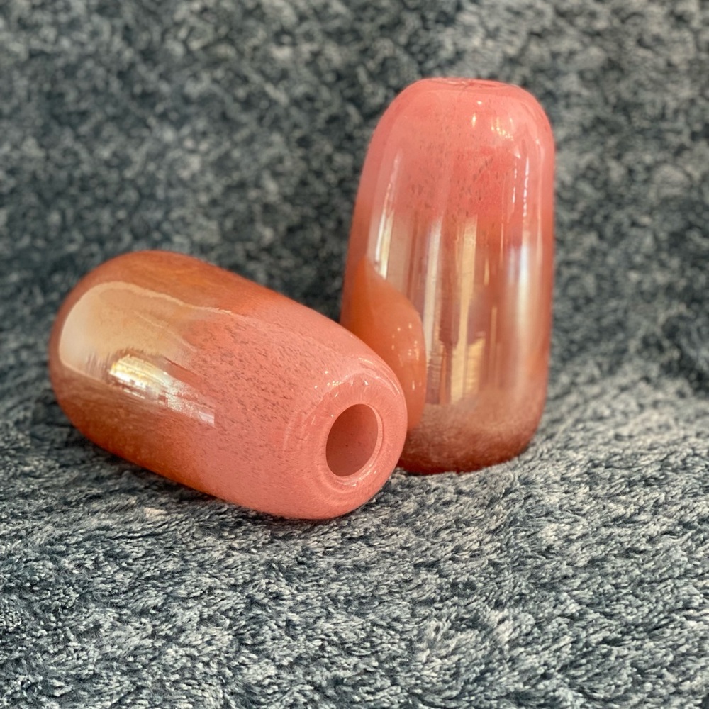 Pinkish/Orangish Hand Blown Glass Vases